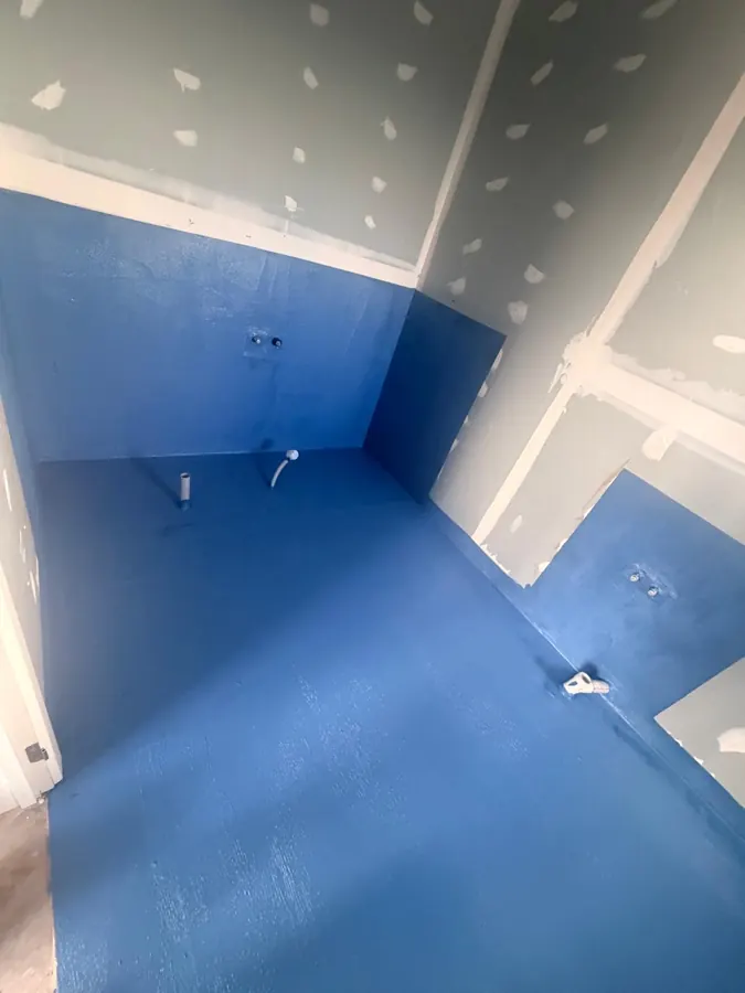Airport West bathroom waterproofing membrane installed around wet area walls and floors