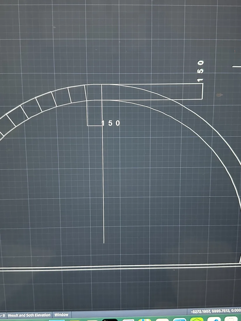 CAD detail drawing of an arched sandstone profile