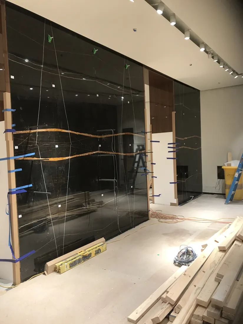 Black marble wall panels installed for luxury retail boutique in Melbourne