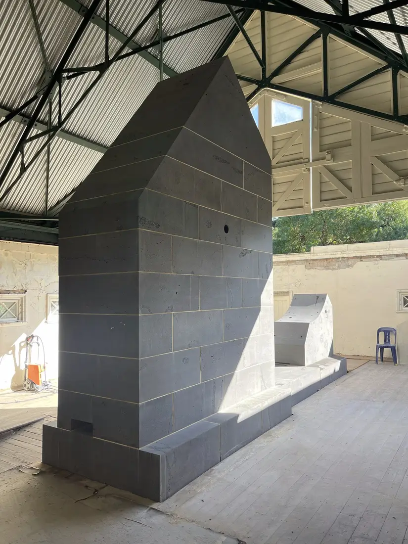 Reinstated heritage bluestone pier within the Great Melbourne Telescope building at Melbourne Observatory
