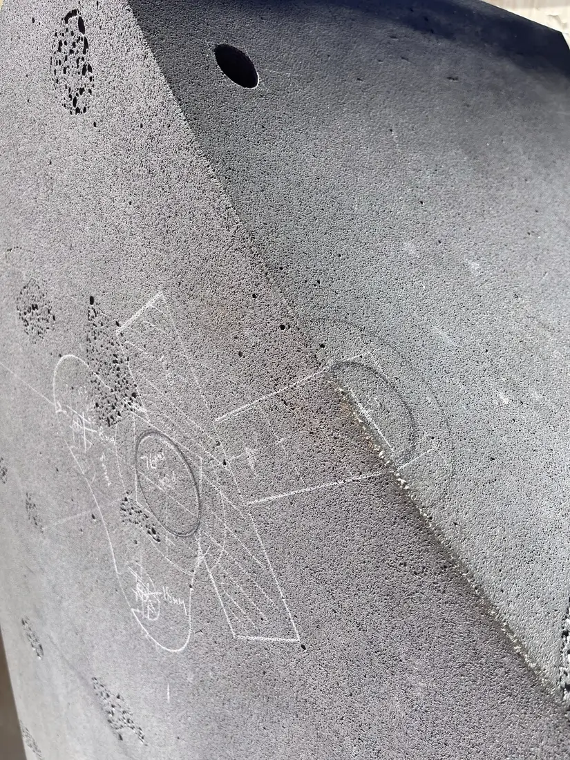 Precision set-out marking on heritage bluestone at Melbourne Observatory