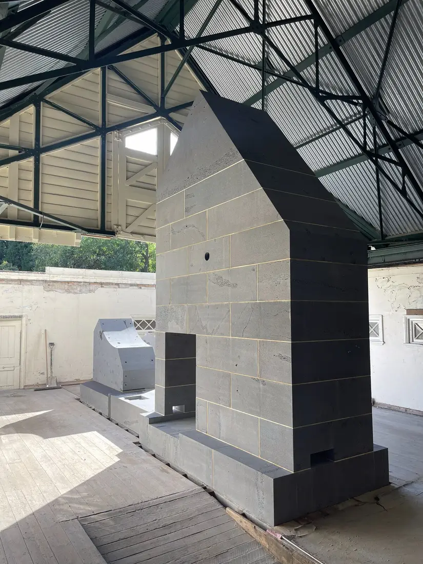 Completed heritage bluestone pier reinstatement at Melbourne Observatory, alternate angle