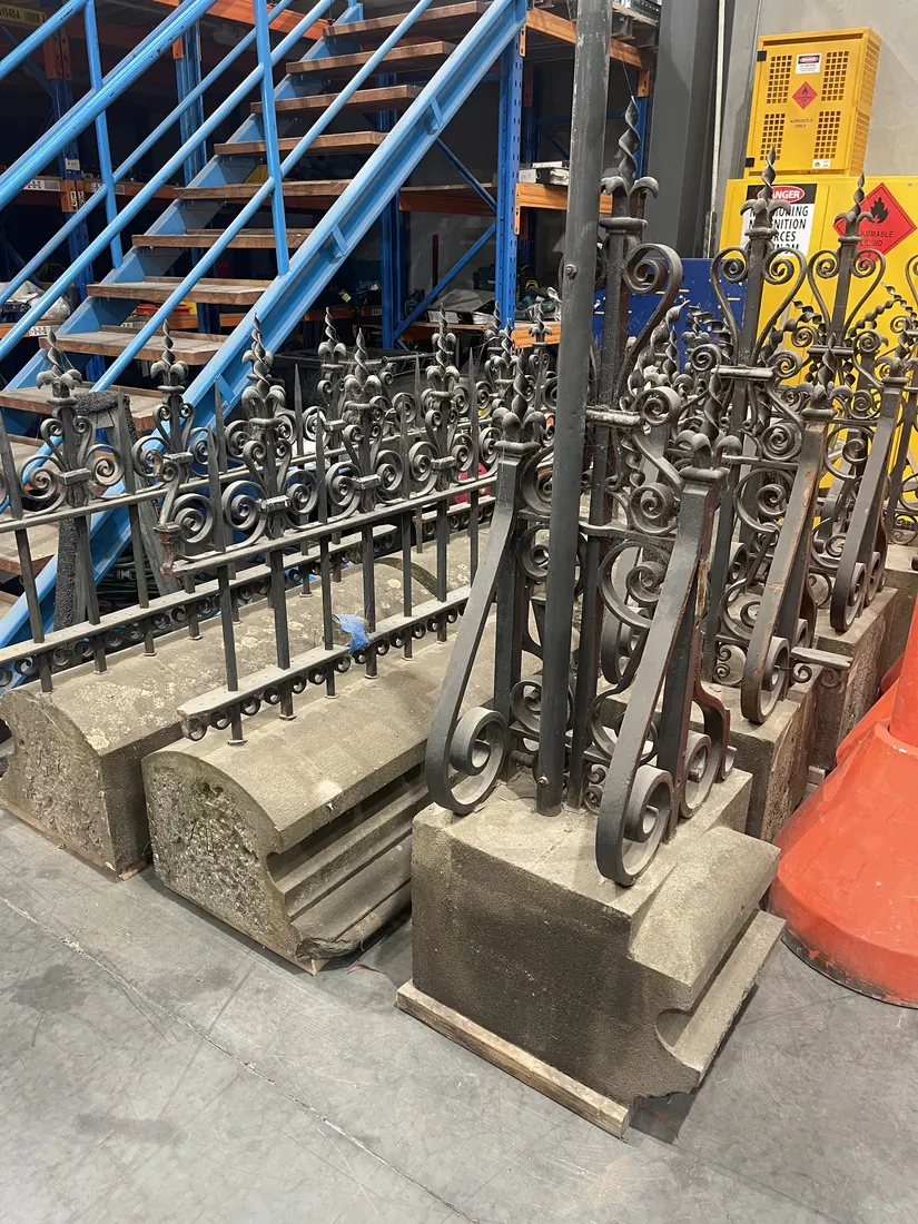 Parliamentary security fencing installation with bluestone base plinths in Melbourne