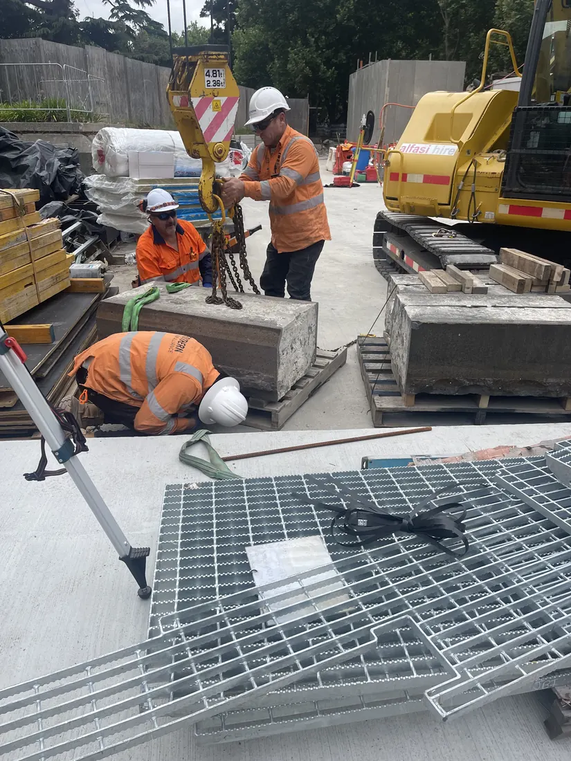 Bluestone plinth installation detail for infrastructure project