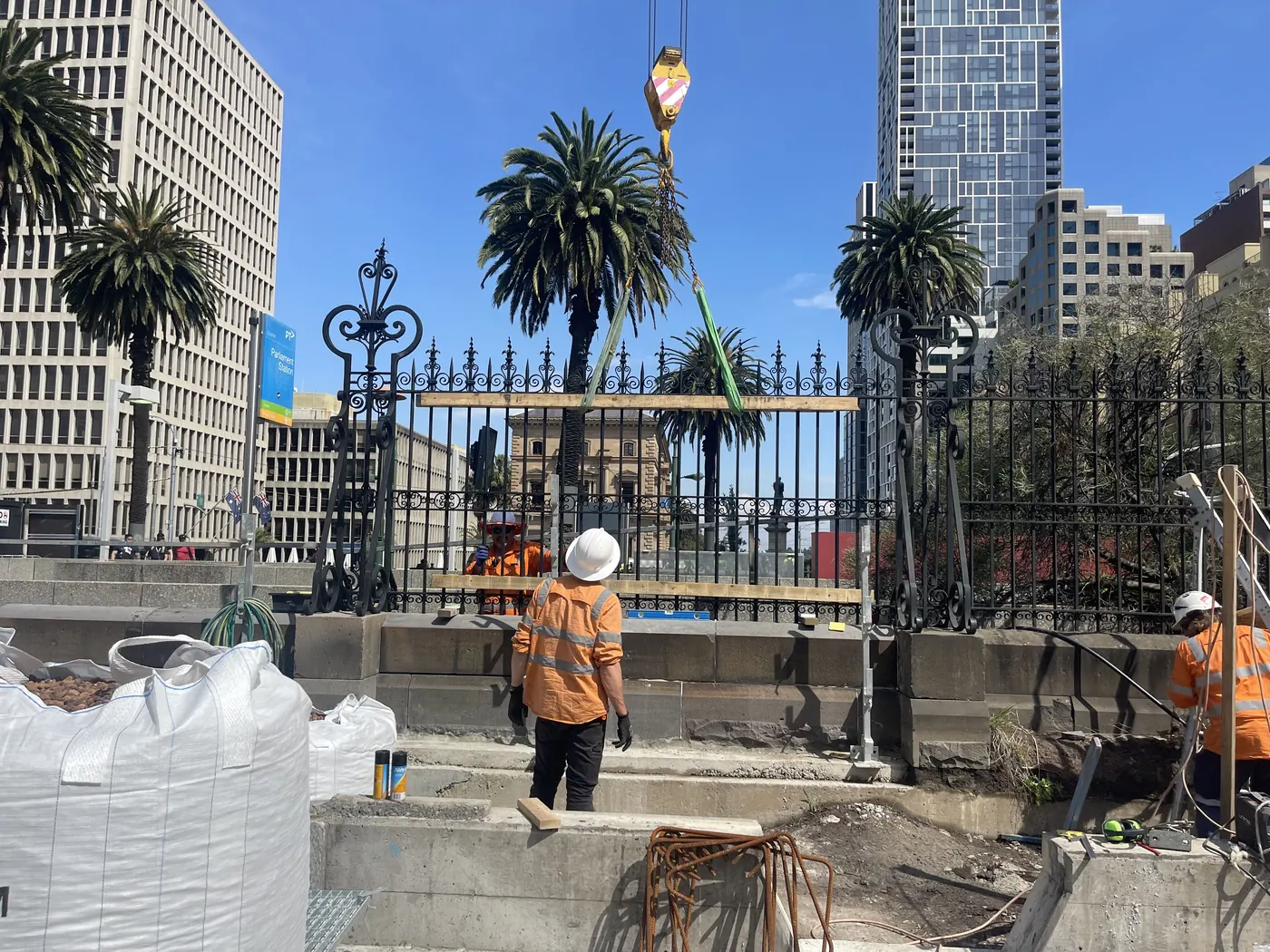 Parliament Station bluestone base and fencing works