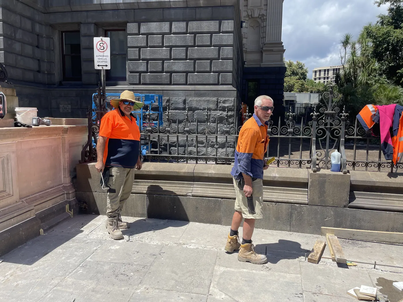 Parliamentary security fence and bluestone plinth project progress