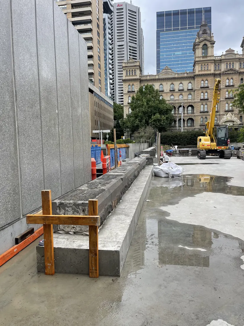 Detailed bluestone base work for Parliament Station project