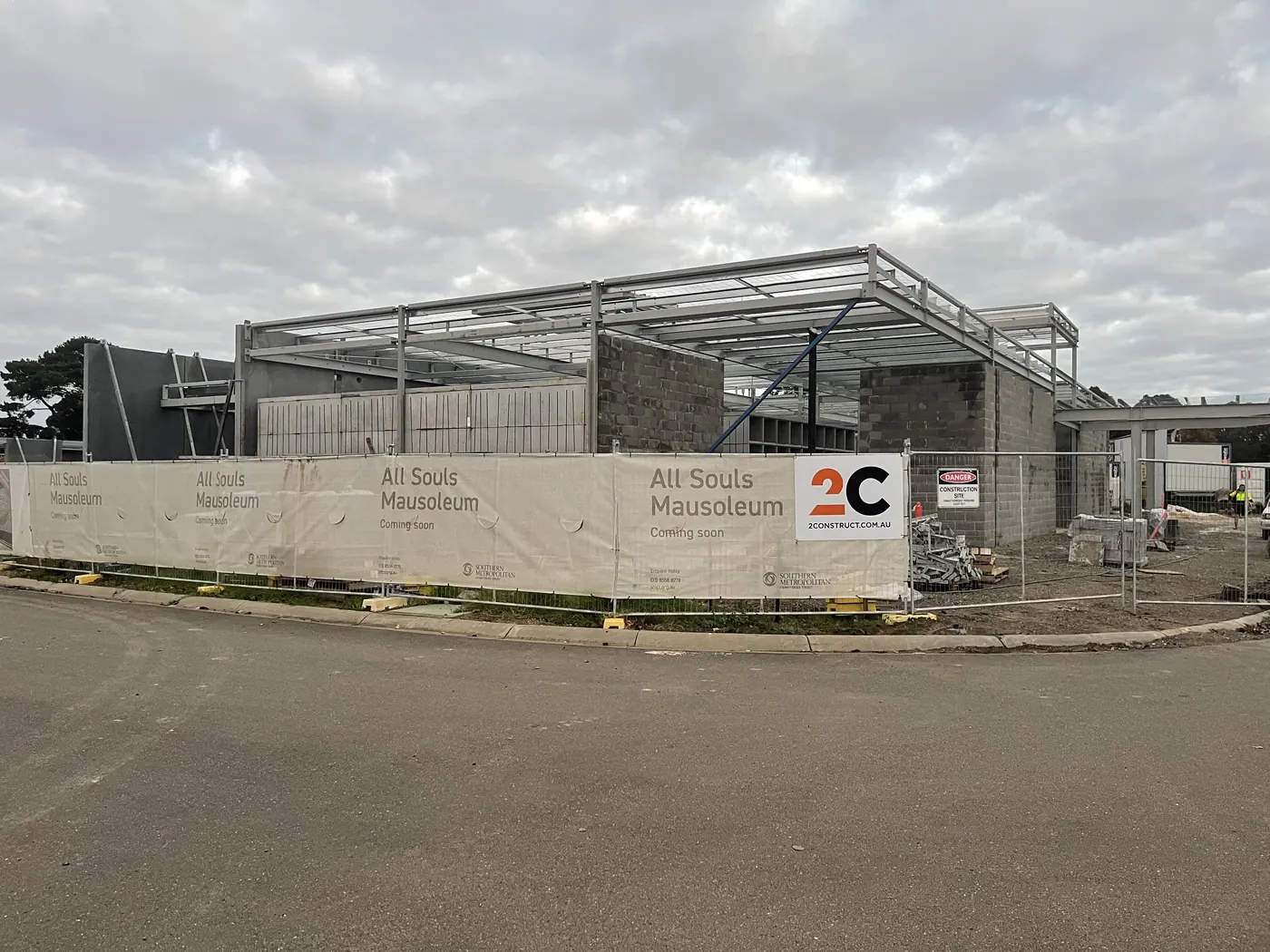 Sandstone and marble wall panel installation at Springvale Botanical Cemetery
