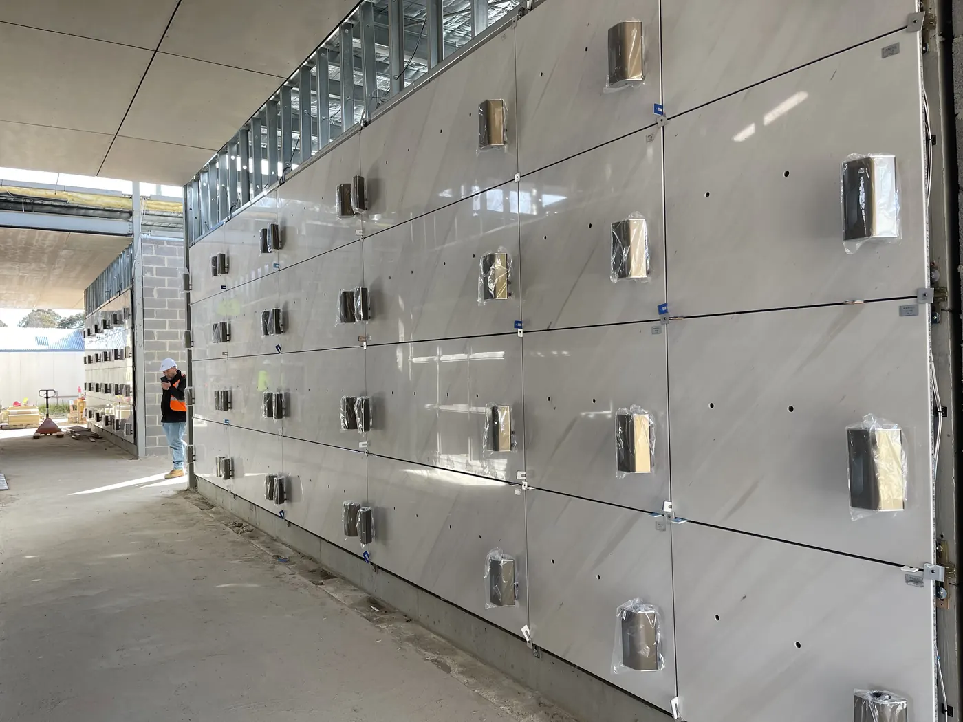 Natural stone facade panels installed on landmark commercial project