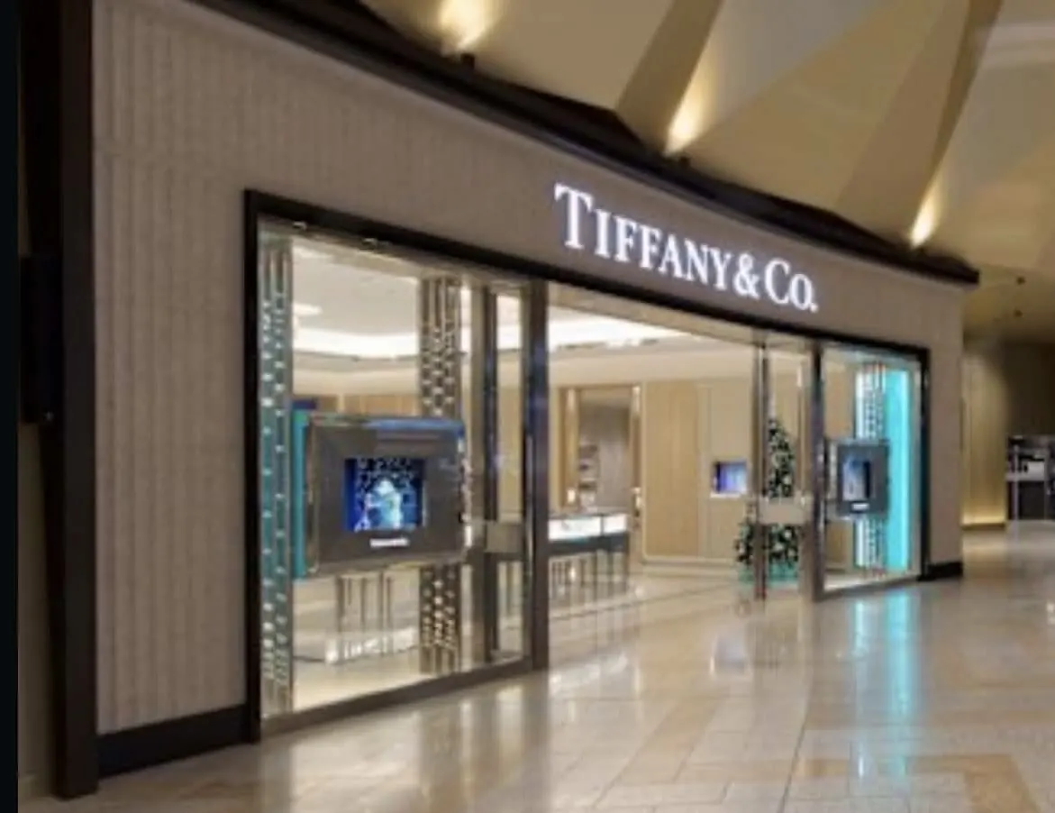 Tiffany and Co boutique marble facade at Melbourne International Airport