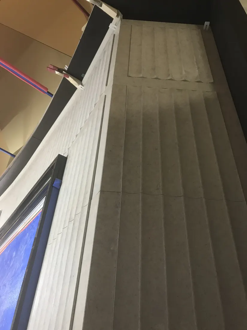 Detailed mechanically fixed marble panel installation