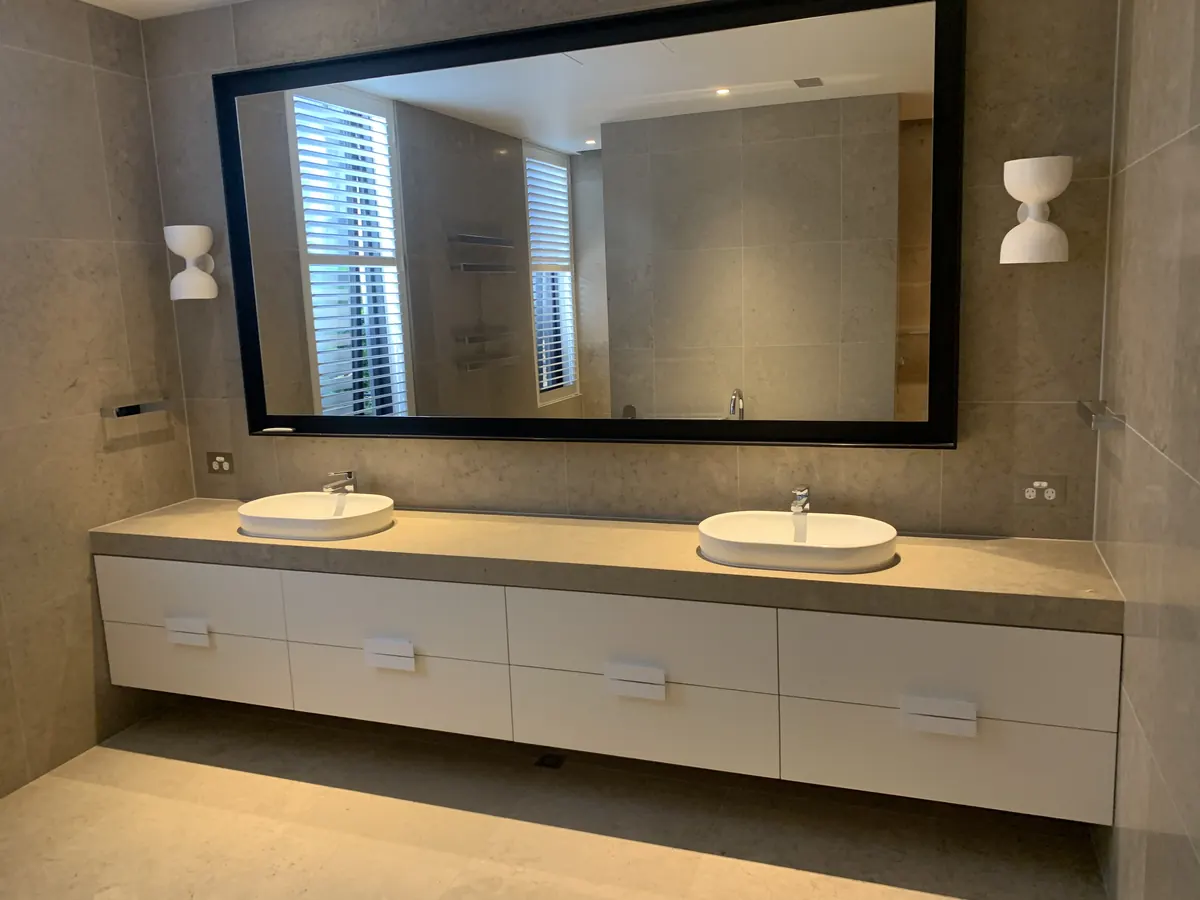 Polished sandstone vanity top installed by TN Stone Melbourne