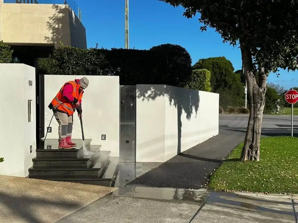 Pressure washing exterior steps, Melbourne