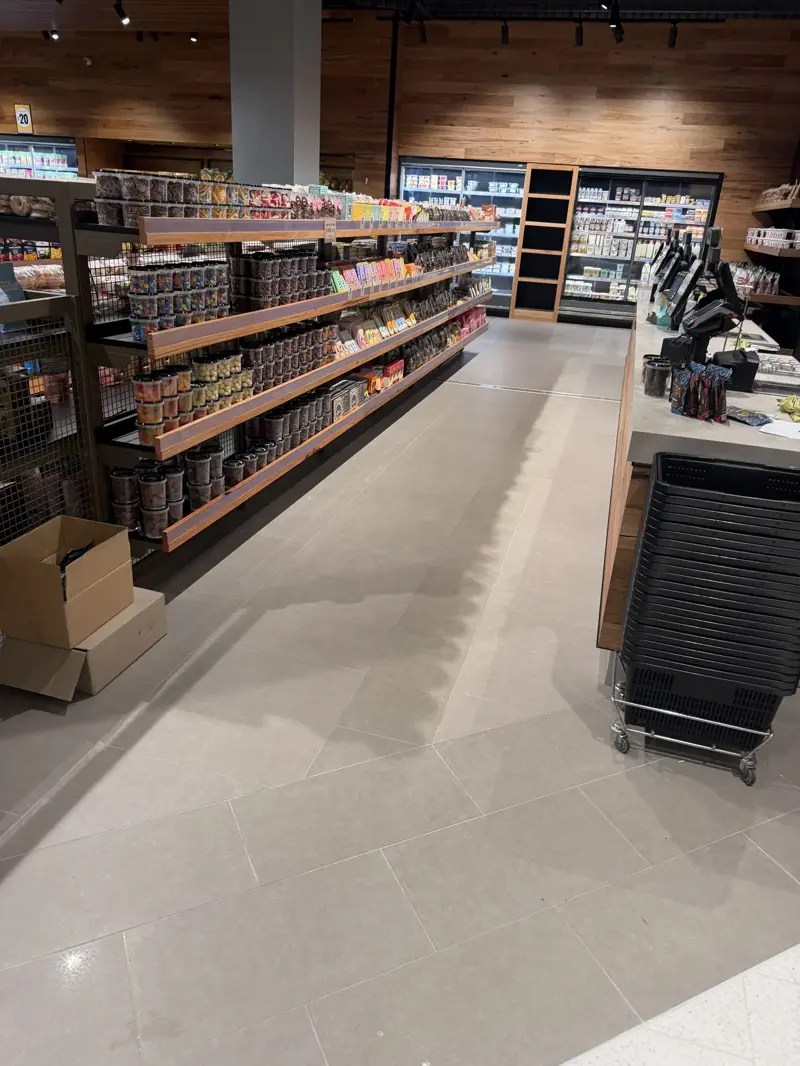 Finished large-format porcelain floor at Scicluna's Tooronga store